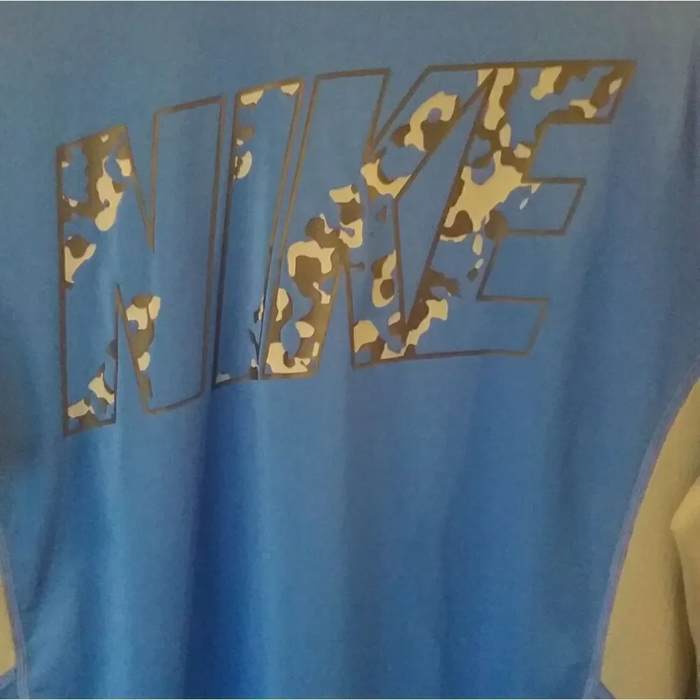 Nike GFX Legacy Blue Graphic Print Dri Fit Crew Neck Long Sleeve Size XL